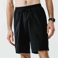 SHORT 2 EN 1 DE RUNNING HOMME AVEC BOXER Intégré KALENJI DRY + BEIGE LIN -Magasin De Vêtements De Sport 8488045