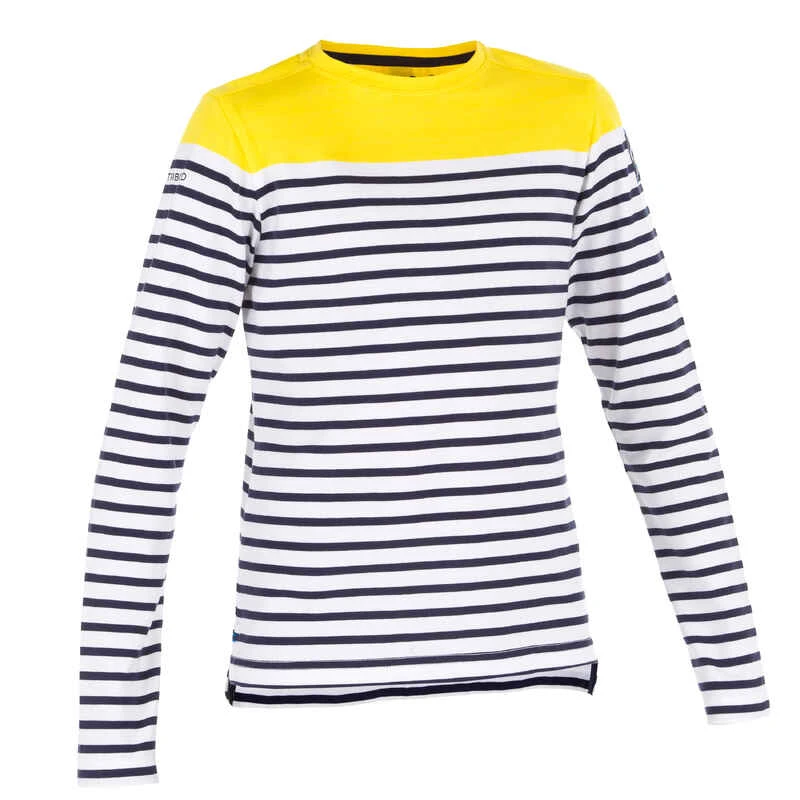 Tribord T-Shirt Manches Longues - Marinière Voile Sailing 100 Garçon Rayé Bleu 6 Tribord T-Shirt Manches Longues - Marinière Voile Sailing 100 Garçon Rayé Bleu – Image 6