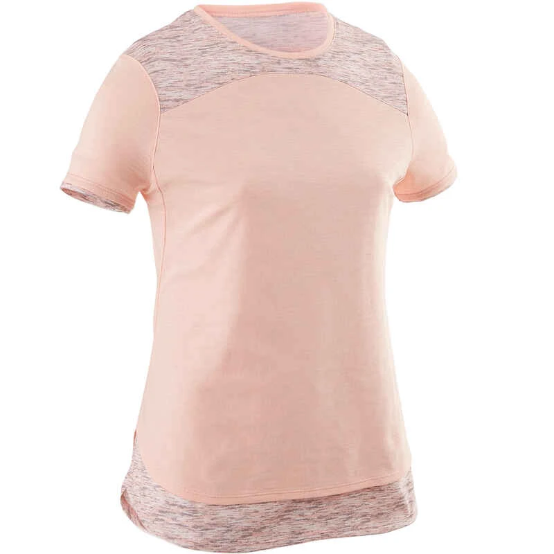 T-Shirt Manches Courtes Coton Respirant 500 Fille GYM ENFANT Rose Chiné AOP Gris 9 T-Shirt Manches Courtes Coton Respirant 500 Fille GYM ENFANT Rose Chiné AOP Gris – Image 9