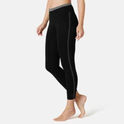 Legging Court De Sport Taille Haute 510 Femme 7/8 En Coton Bleu Marine -Magasin De Vêtements De Sport 8562386