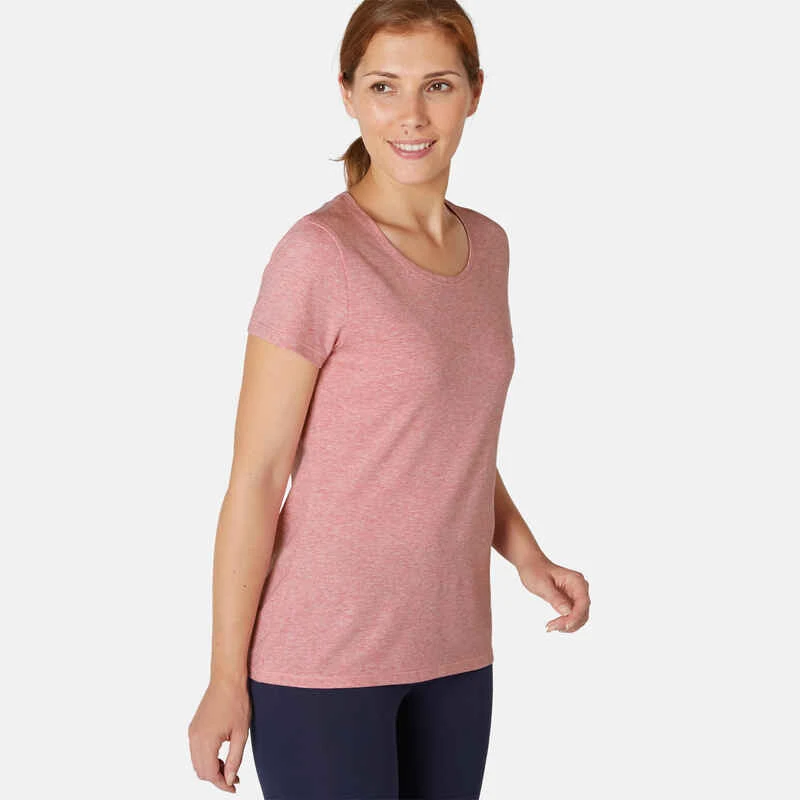 T-shirt Regular Fitness Femme - 500 Essentials Rose Chiné 14 T-shirt Regular Fitness Femme - 500 Essentials Rose Chiné – Image 14
