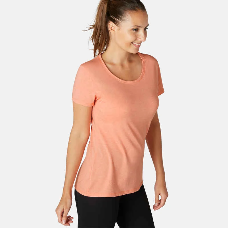 T-shirt Regular Fitness Femme - 500 Essentials Rose Chiné 9 T-shirt Regular Fitness Femme - 500 Essentials Rose Chiné – Image 9