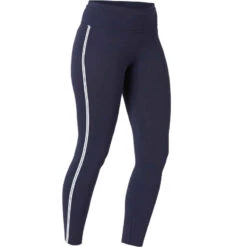 Legging Court De Sport Taille Haute 510 Femme 7/8 En Coton Bleu Marine -Magasin De Vêtements De Sport 8573110