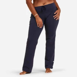 PANTALON COTON YOGA FEMME ECO-CONCU MARINE -Magasin De Vêtements De Sport 8574058