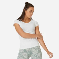 T-shirt Col V Fitness Femme - 500 Rose Quartz -Magasin De Vêtements De Sport 8578169