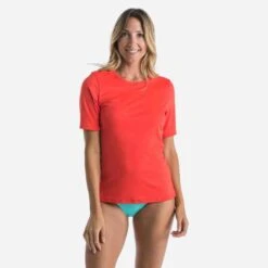 TEE SHIRT ANTI UV FEMME MANCHES COURTES SURF MALOU TURQUOISE -Magasin De Vêtements De Sport 8648036