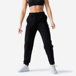 Pantalon Fitness Femme - 500 Essentials Noisette -Magasin De Vêtements De Sport 8664370