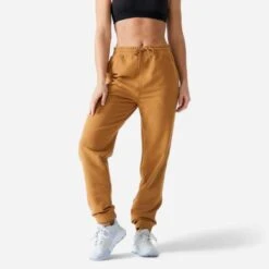 Pantalon Fitness Femme - 500 Essentials Noisette -Magasin De Vêtements De Sport 8664374