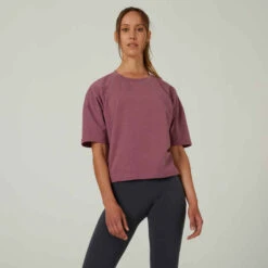 T-shirt Loose Fitness Femme - 520 Violet Raisin -Magasin De Vêtements De Sport 8665575