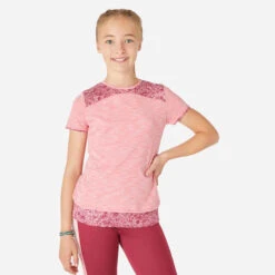 T-Shirt Manches Courtes Coton Respirant 500 Fille GYM ENFANT Rose Chiné AOP Gris 21 T-Shirt Manches Courtes Coton Respirant 500 Fille GYM ENFANT Rose Chiné AOP Gris -Magasin De Vêtements De Sport 8669235