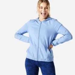 Sweat Zippé Fitness Femme - 100 Bleu Indigo 15 Sweat Zippé Fitness Femme - 100 Bleu Indigo -Magasin De Vêtements De Sport 8736713