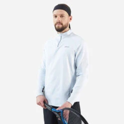 Artengo Sweat De Tennis Manches Longues Homme - Thermic 1/2 ZIP Gris Clair -Magasin De Vêtements De Sport 8755111