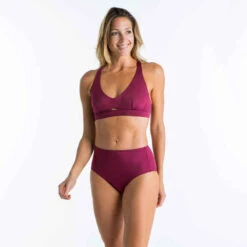 Bas De Maillot De Bain De Surf Femme Taille Haute ROMI ROUGE BORDEAUX -Magasin De Vêtements De Sport bas de maillot de bain de surf femme taille haute romi marin blanc gris fonce 7