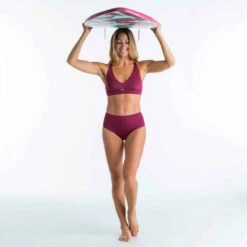 Bas De Maillot De Bain De Surf Femme Taille Haute ROMI ROUGE BORDEAUX -Magasin De Vêtements De Sport bas de maillot de bain de surf femme taille haute romi marin blanc gris fonce 9