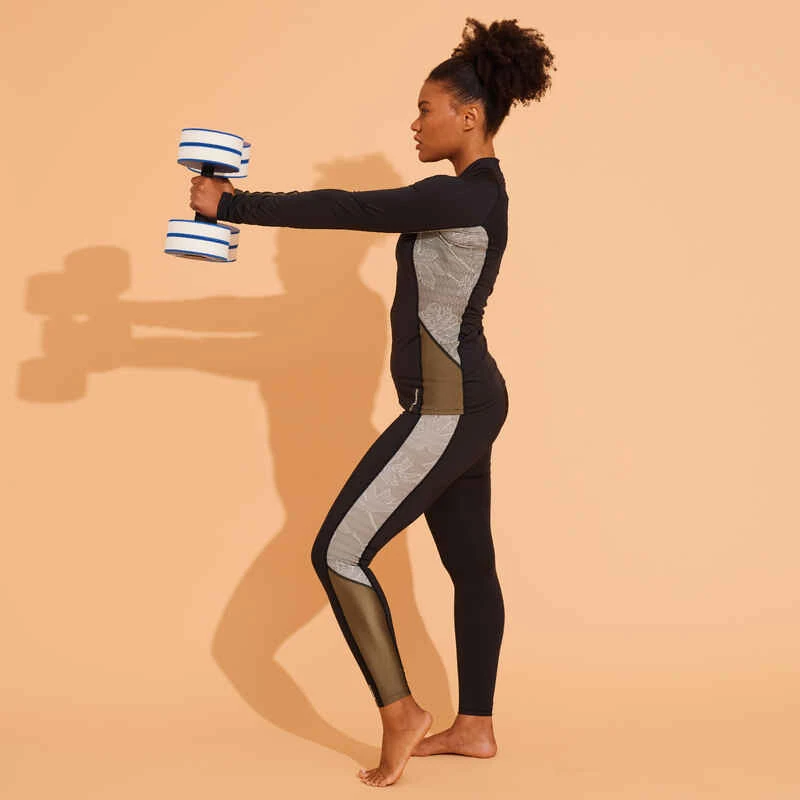 BAS DE MAILLOT DE BAIN LEGGING AQUAGYM-AQUABIKE FEMME NOIR IMPRIME KAKI 10 BAS DE MAILLOT DE BAIN LEGGING AQUAGYM-AQUABIKE FEMME NOIR IMPRIME KAKI – Image 10