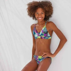 BAS DE MAILLOT DE BAIN REVERSIBLE FILLE 500 NOIR -Magasin De Vêtements De Sport bas de maillot de bain reversible fille 500 noir 4