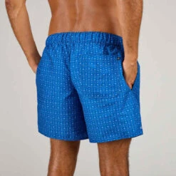 Boardshort Surf 100 15" Eco MICROTIF BLUE -Magasin De Vêtements De Sport boardshort surf 100 15quote homme eco pop stripe bleu 4