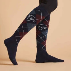 Chaussettes D'équitation 500 Adulte Motifs Graph Bourgogne/noir -Magasin De Vêtements De Sport chaussettes d equitation 500 adulte motifs graph bourgogneslashnoir 4
