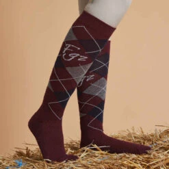 Chaussettes D'équitation 500 Adulte Motifs Graph Bourgogne/noir -Magasin De Vêtements De Sport chaussettes d equitation 500 adulte motifs graph bourgogneslashnoir 5