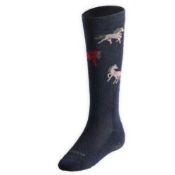 Chaussettes D'équitation Enfant SKS 500 Motifs Poneys Marine Et Rose. -Magasin De Vêtements De Sport chaussettes d equitation enfant sks 500 motifs poneys marine et rose 3