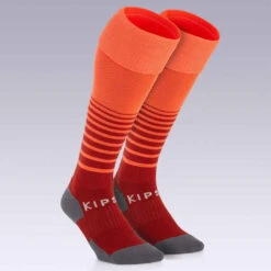 Kipsta Chaussettes De Football VIRALTO SOLO Rayées Rouge Et Orange -Magasin De Vêtements De Sport chaussettes de football adulte f500 noir 3