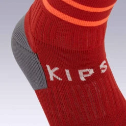 Kipsta Chaussettes De Football VIRALTO SOLO Rayées Rouge Et Orange -Magasin De Vêtements De Sport chaussettes de football adulte f500 noir 7