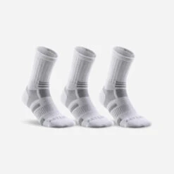 CHAUSSETTES DE SPORT HAUTES ARTENGO RS 560 BLANC GRIS LOT DE 3