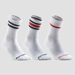 CHAUSSETTES DE TENNIS HAUTES ARTENGO RS 500 BLANC RETRO LOT DE 3