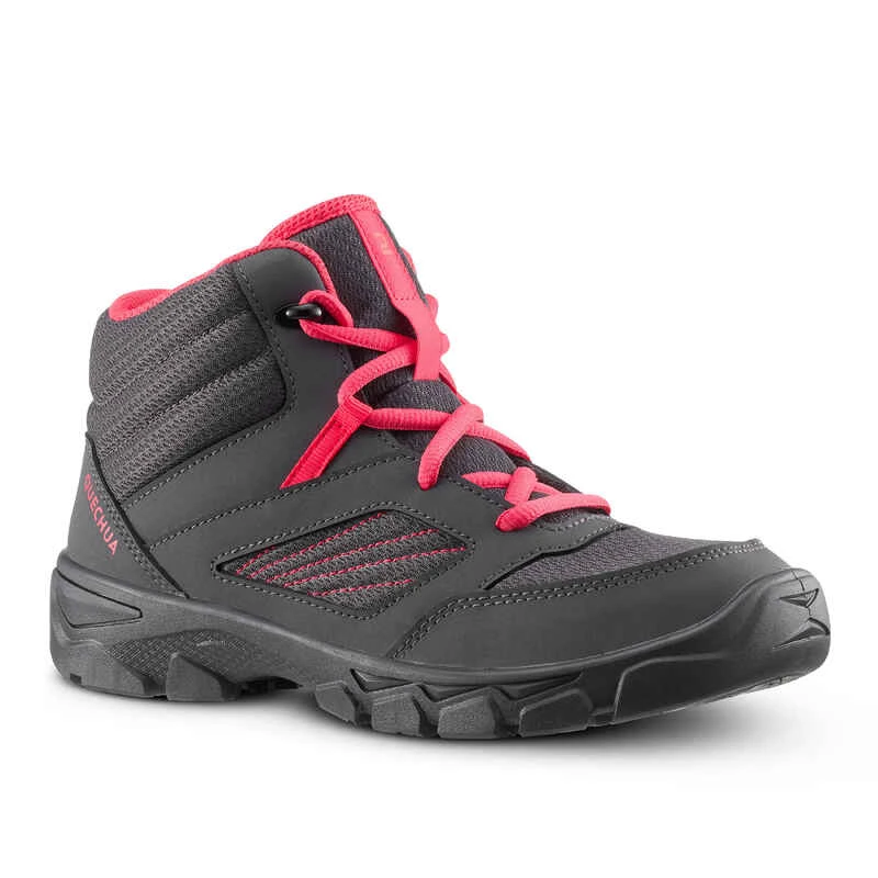 Quechua Chaussures De Randonnée Enfant Avec Lacets MH100 MID Grise Foncée Du 35 AU 38 1 Quechua Chaussures De Randonnée Enfant Avec Lacets MH100 MID Grise Foncée Du 35 AU 38