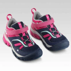 Quechua Chaussures De Randonnée Montagne Avec Scratch Fille Crossrock Bleues/rose 24-34 -Magasin De Vêtements De Sport chaussures de randonnee montagne basses avec scratch fille crossrock bleuesslashrose 3