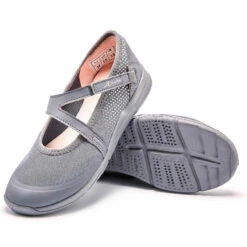 Ballerines à Scratch Enfant - PW 160 BR'EASY JR Grises Du 28 Au 39 -Magasin De Vêtements De Sport chaussures marche fille pw 160 br easy gris slash corail 6