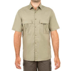 Chemise Manches Courtes Chasse 100 Vert Clair -Magasin De Vêtements De Sport chemise manches courtes chasse 100 vert clair 6