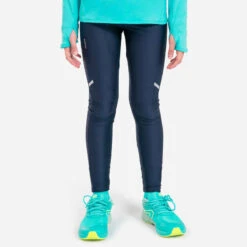 COLLANT DE RUNNING RESPIRANT ENFANT - KIPRUN DRY BLEU MARINE -Magasin De Vêtements De Sport collant enfant d athletisme at 100 degrade corail fluo 4
