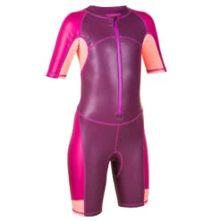 Combinaison De Natation Fille - Shorty 100 Kloupi - Violet Rose Corail -Magasin De Vêtements De Sport combinaison de natation garcon shorty 100 kloupi bleu rouge 4