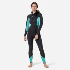 Combinaison Plongée Femme Néoprène 5mm - SCD 500 Gris Et Bleu -Magasin De Vêtements De Sport combinaison neoprene de plongee bouteille femme scd 100 5mm grisslashbleu 2