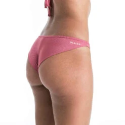 BAS DE MAILLOT DE BAIN TANGA FEMME LULU FOLK ROSE -Magasin De Vêtements De Sport culotte tanga lulu unie rose cotele tres echancree 3