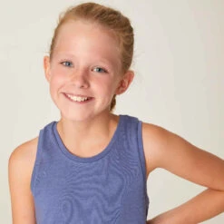 Decathlon Débardeur Coton Fille - 500 Bleu -Magasin De Vêtements De Sport debardeur coton fille 500 bleu 2