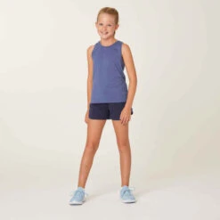 Decathlon Débardeur Coton Fille - 500 Bleu -Magasin De Vêtements De Sport debardeur coton fille 500 bleu 4