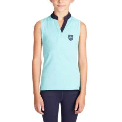 Débardeur équitation Fille 100 Turquoise Et Marine -Magasin De Vêtements De Sport debardeur equitation fille 100 turquoise et marine 2