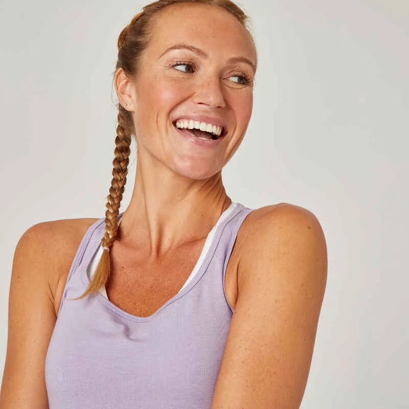 Débardeur Slim Fitness Femme - 500 Violet 4 Débardeur Slim Fitness Femme - 500 Violet – Image 4