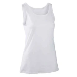 Débardeur Fitness Femme Col Rond Droit Coton - 100 Blanc Glacier -Magasin De Vêtements De Sport debardeur regular 100 femme noir 6