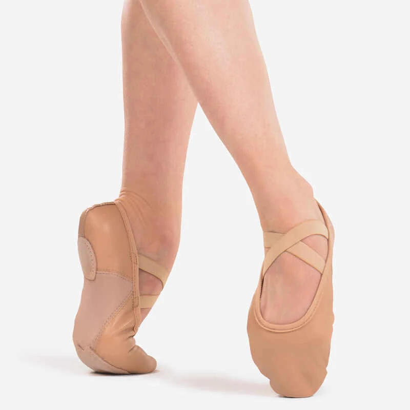 Demi-pointes Danse Classique Bi-semelles En Cuir Souple Beige Tailles 28-40 2 Demi-pointes Danse Classique Bi-semelles En Cuir Souple Beige Tailles 28-40 – Image 2
