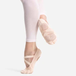 Demi-pointes Danse Classique Bi-semelles En Toile Stretch Saumon Tailles 28-40
