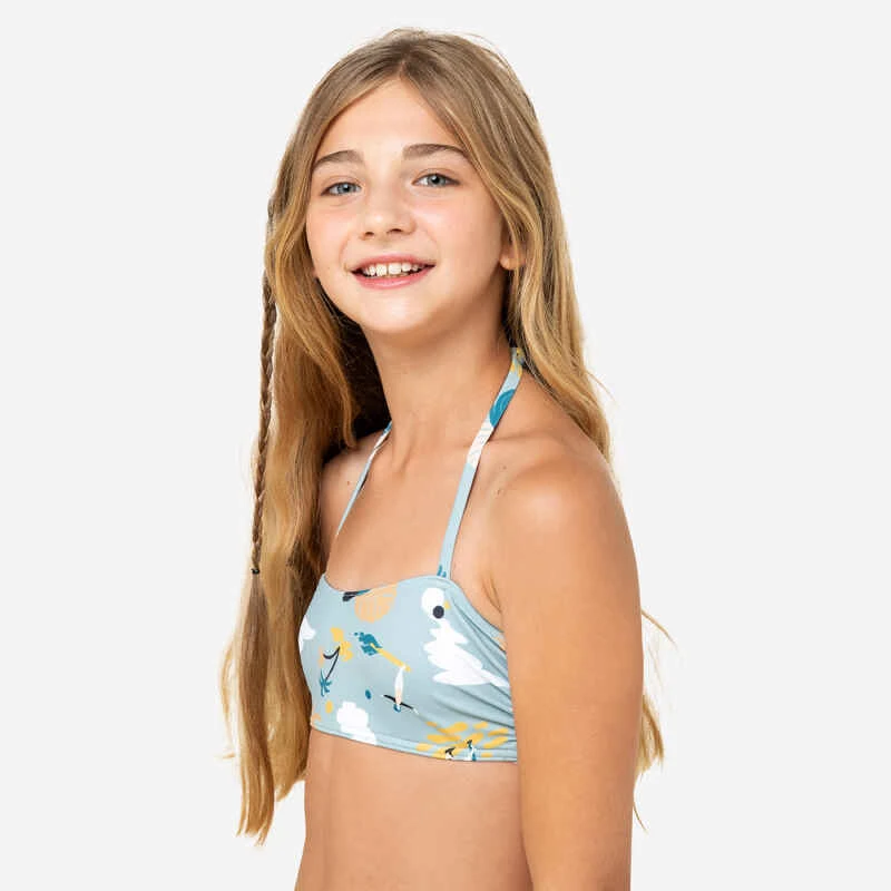 HAUT DE MAILLOT DE BAIN BANDEAU FILLE 100 KAKI 3 HAUT DE MAILLOT DE BAIN BANDEAU FILLE 100 KAKI – Image 3