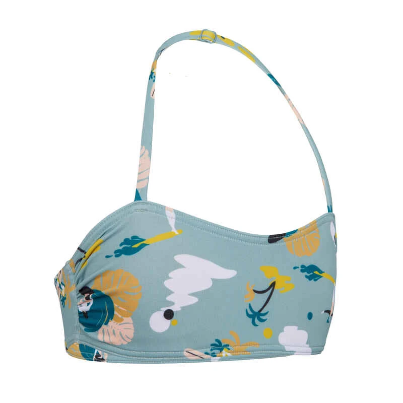 HAUT DE MAILLOT DE BAIN BANDEAU FILLE 100 KAKI 5 HAUT DE MAILLOT DE BAIN BANDEAU FILLE 100 KAKI – Image 5