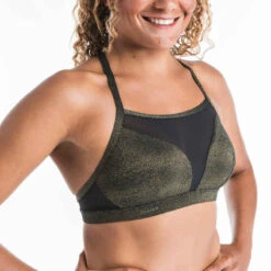 Haut De Maillot De Bain Brassière Femme Double Réglage Plat ELISE PAILLETEE OR -Magasin De Vêtements De Sport haut de maillot de bain brassiere femme double reglage plat elise pailletee or 2