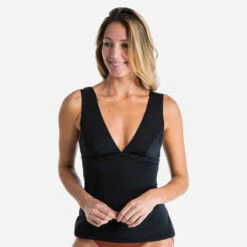 Haut De Maillot De Bain TANKINI MARINE NOIR -Magasin De Vêtements De Sport haut de maillot de bain tankini marine uni noir decollete v et coques amovibles 3