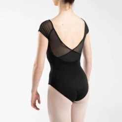 Justaucorps De Danse Classique Manches Courtes Voile Noir. -Magasin De Vêtements De Sport justaucorps de danse classique manches courtes voile noir 2