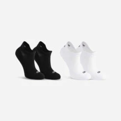 Lot X2 De Chaussettes Running Confort Enfant -KIPRUN 500 INV Noires Et Blanches