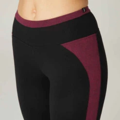 Legging Fitness 7/8 Coton Extensible Respirant Femme - Noir Bordeaux -Magasin De Vêtements De Sport legging 7slash8 510 femme vert avec motif 4